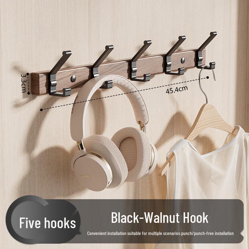 Walnut Strong Load-Bearing Door & Wall Hook Rack