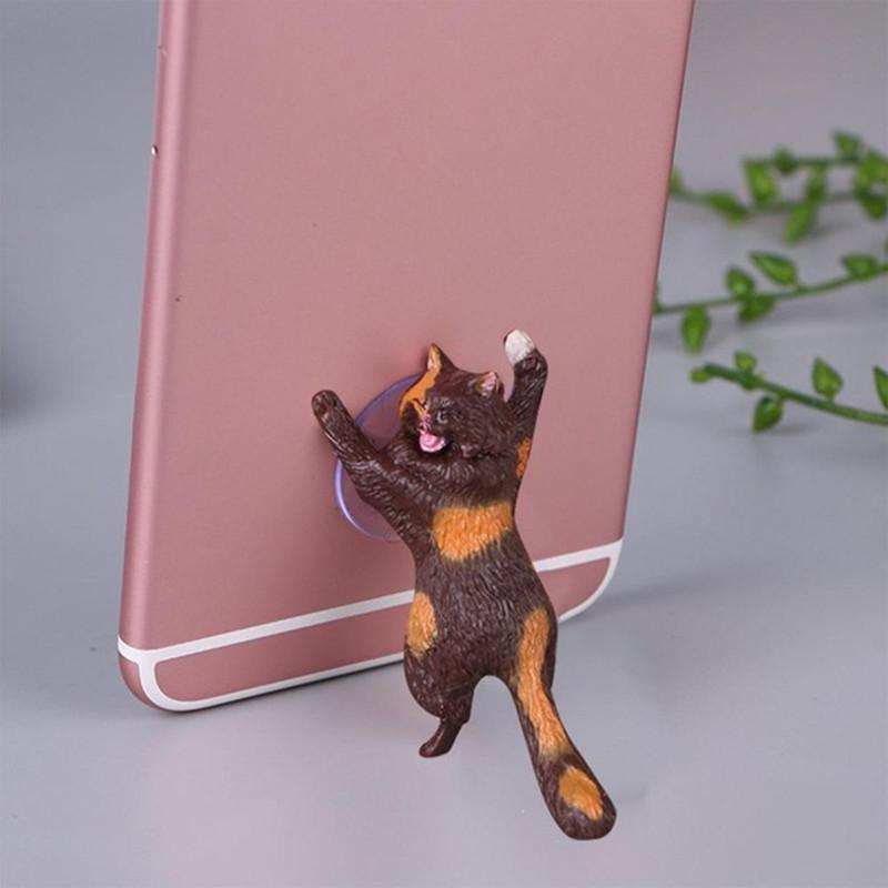 Kawaii Cute Cat Desktop Phone Holder Lovely Stand Lazy Bracket Universal Phone Suction Cup Stand for IPhone Samsung Huawei Xiaomi
