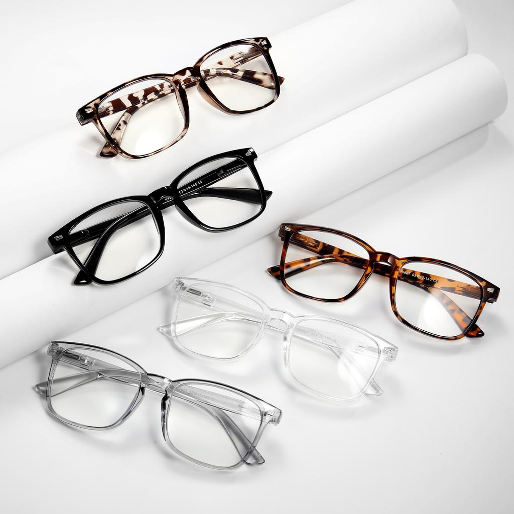 1/2/3/4/5pcs Auto-Focus Blue Light Blocking Reading Glasses – Anti-Fatigue Unisex Oversized Frames with Spring Hinges