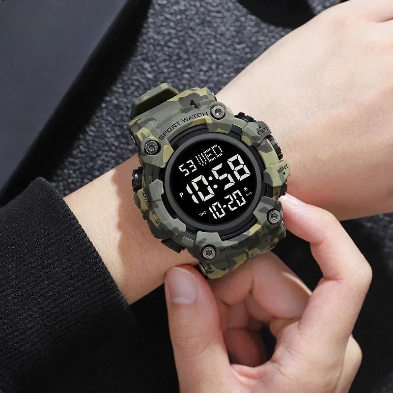 1968 Luxury Digital Stopwatch Military Alarm Clock LED Display Waterproof Wristwatch Sport Watch for Men Reloj Hombre
