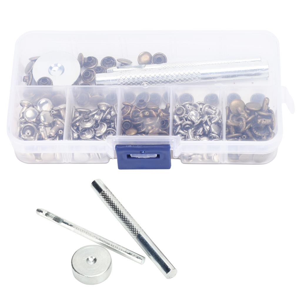 120Pcs Leather Rivets Set Double Cap Metal Fixing Stud DIY Hand Made Accessories 6MM 8MM