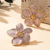 A Pair of Women's Earrings with Three-Dimensional Flower Design and Enamel Craftsmanship, Suitable for Daily Wear and Vacation