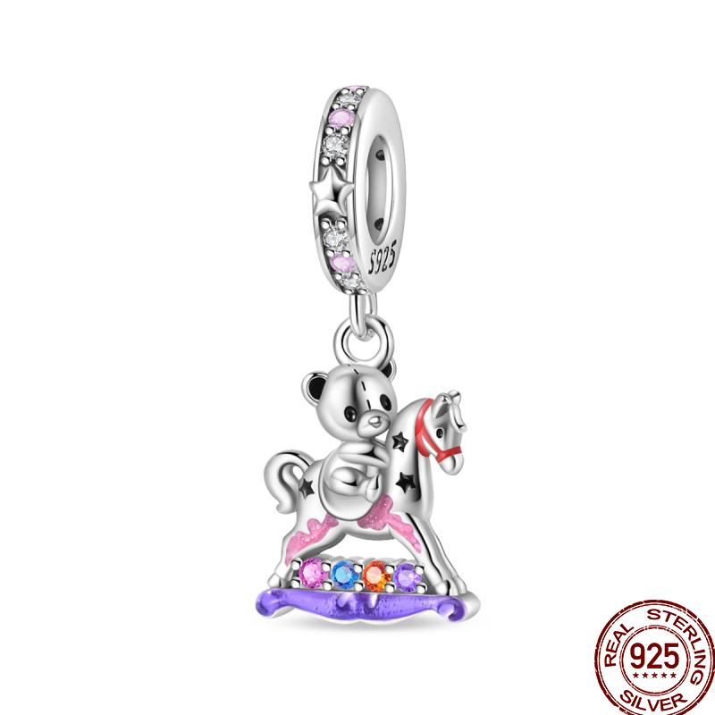 Copper Magician Circus Playing Cards Teddy Bear Charm Beads Suitable Fit Pan Original Bracelet Diy Jewelry
