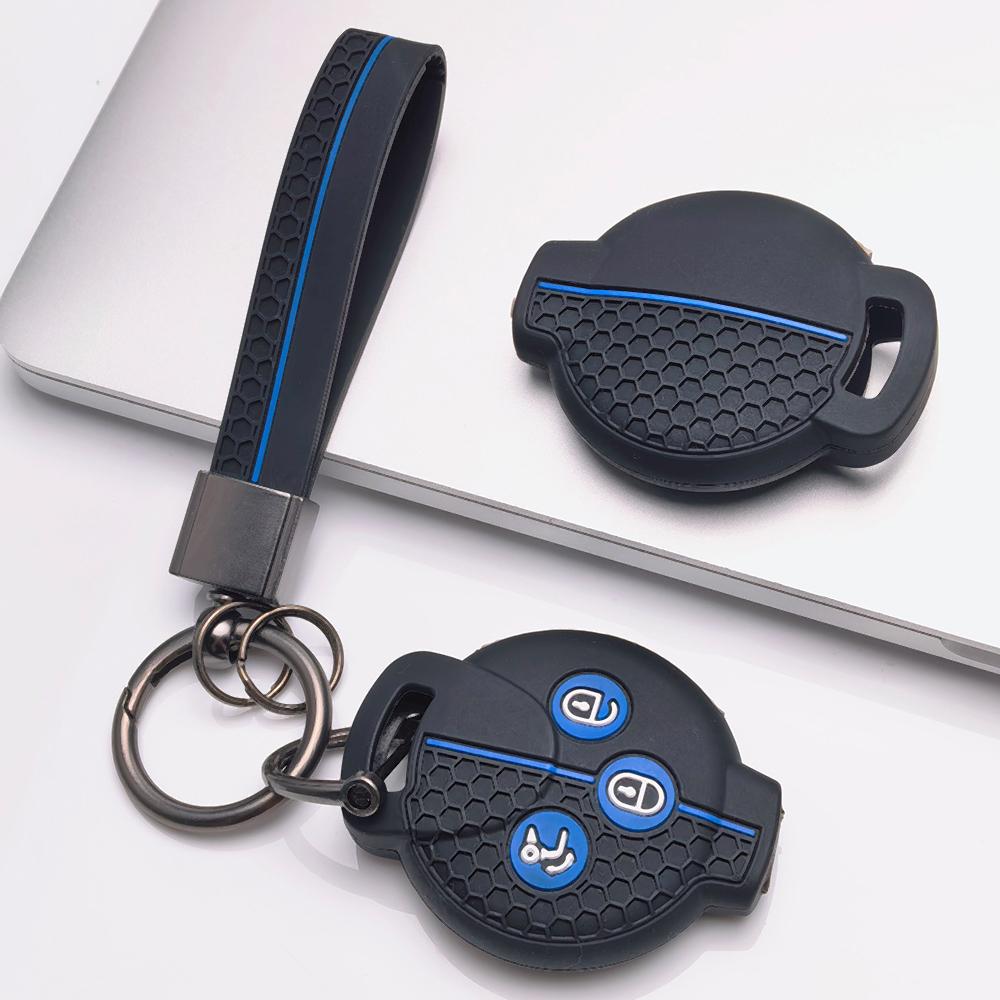 Silicone Remote Key Cover for Smart Fortwo Forfour Roadster City Coupe City Cabrio with Keychain Honeycomb Texture Shockproof Key Shell Accessory