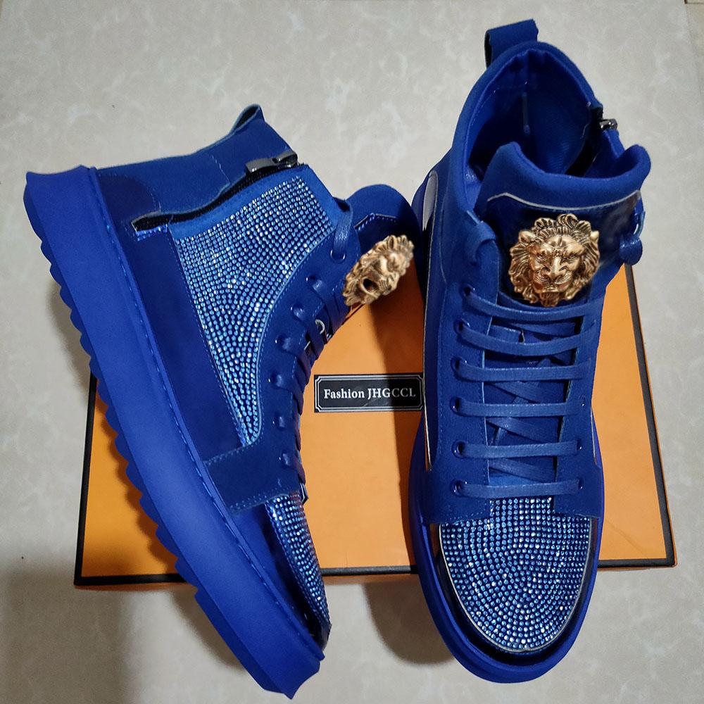 Móda Luxusní pánské kotníkové boty Trend sportovní ležérní boty Vysoké deskové boty Mládežnické kamínkové ležérní boty A4