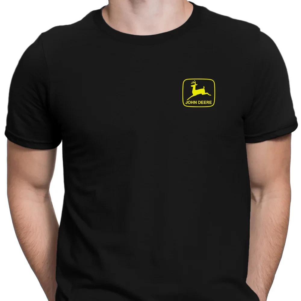 John Deere Style Logo T-Shirt Black Cotton Tee Car Enthusiast Racing Streetwear XS