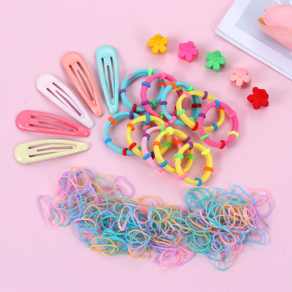 220PCS/Set Candy Color Kids Girls Gifts Hairpin Hair Clip Hair Rope Accessories