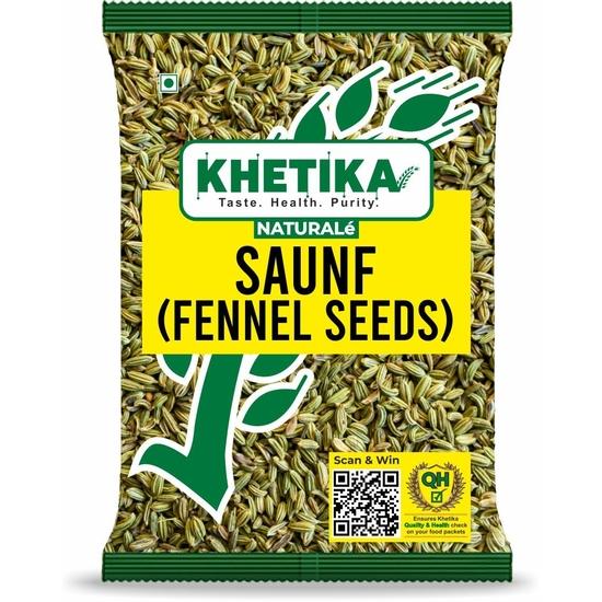 Кхетика Семена фенхеля 100г, Саунф, Целые семена фенхеля, Саунф свежий 100г, Без искусственных красителей и консервантов, Натуральный.