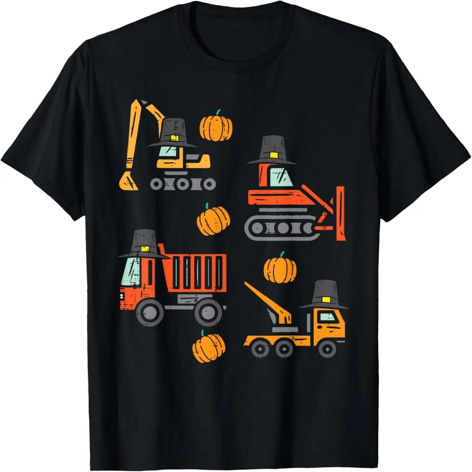 

Fall Construction Vehicles Thanksgiving Toddler Boys Kids T-Shirt XXXXXL чорний