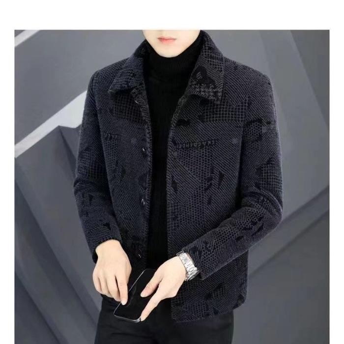 Men's High-End Thick Woolen Coat - Versatile Casual Jacket for Autumn and Winter