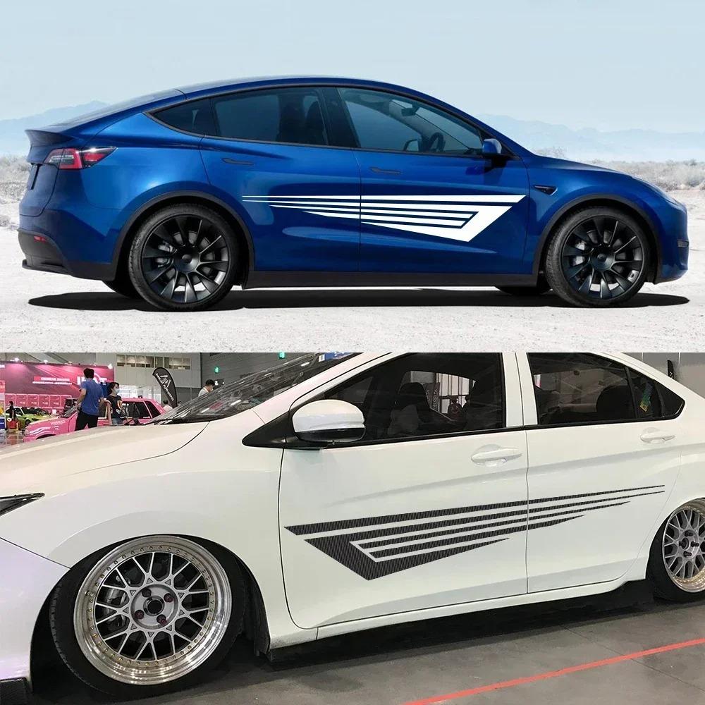 2PCS Car Door Side Stickers For Tesla Model Y PVC Vinyl Decals Waterproof Auto Body Styling DIY Decoration Stickers Accessories