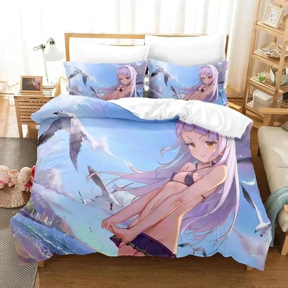 3D Print Anime Murasaki Shion Bedding Set Printed Bed Set With Pillowcase Bed Duvet Cover Soft Queen King Size Bedclothes Home