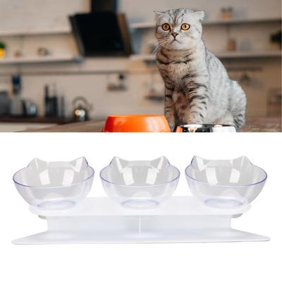 Katzen erhöhte Futterbar 3 Näpfe Transparent Abnehmbar Halswirbelsäulen-Schutz Erhöhte Katzenfutter Näpfe Für Haustier Katze