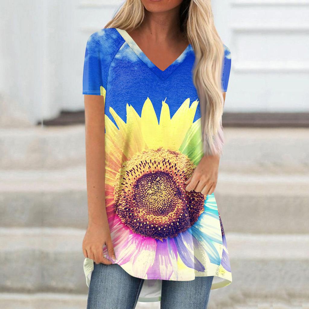 Damen Kurzarm Plissee Lose Tops Plus Size Casual Tops V-Ausschnitt Kurze Ärmel Casual Sommer T-Shirts Damen Tops T-Shirts Shirts