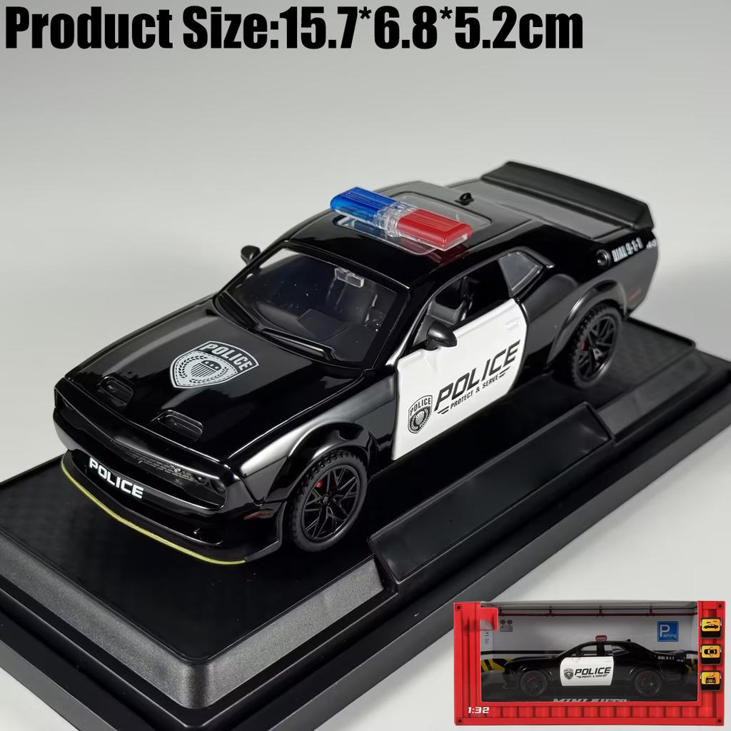 1:32 Police Dodge Challenger SRT Hellcat Supercar Alloy Metal Diecast Model Car Home Decoration & Computer Desktop Ornaments Toy