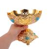 Vintage European Retro Fruit Tray Zinc Alloy Hollow Footed Fruit Holder Countertop Decorative Snack Candy Bowl for Dining Table
