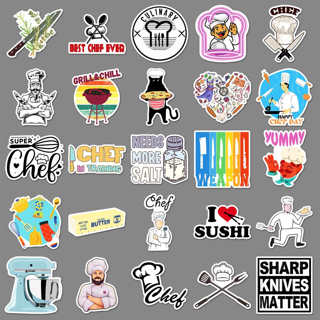 50 Chef Profession Graffiti Stickers Personalized Creative English Decorative Water Cup Suitcase Skateboard Stickers