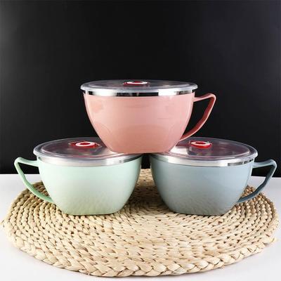 Stainless Steel Instant Noodle Bowl Double-layer Insulation With Lid Handle Rice Bowl Soup Bowls Sealed Leakproof