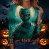 Womens Halloween Graphic Pullover Sweatshirt Long Sleeve Crewneck Casual Top Lightweight Soft Fabric