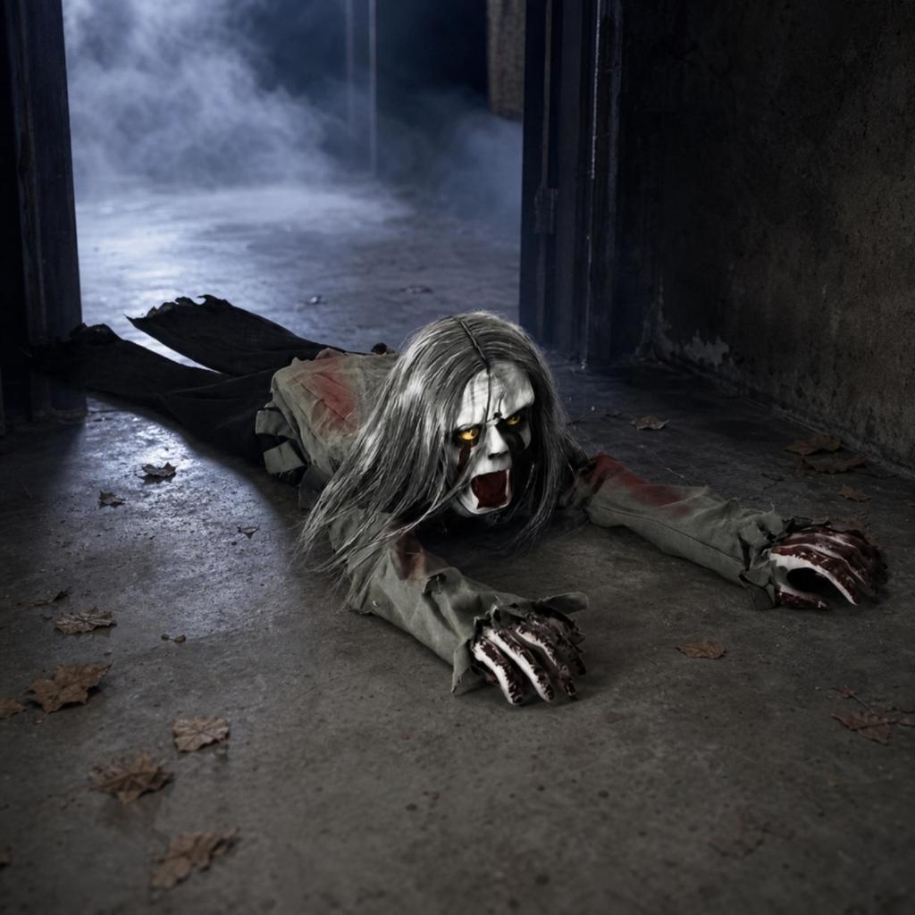 Crawling Ghost Decoration Creepy Animated Halloween Prop Large for Entryways