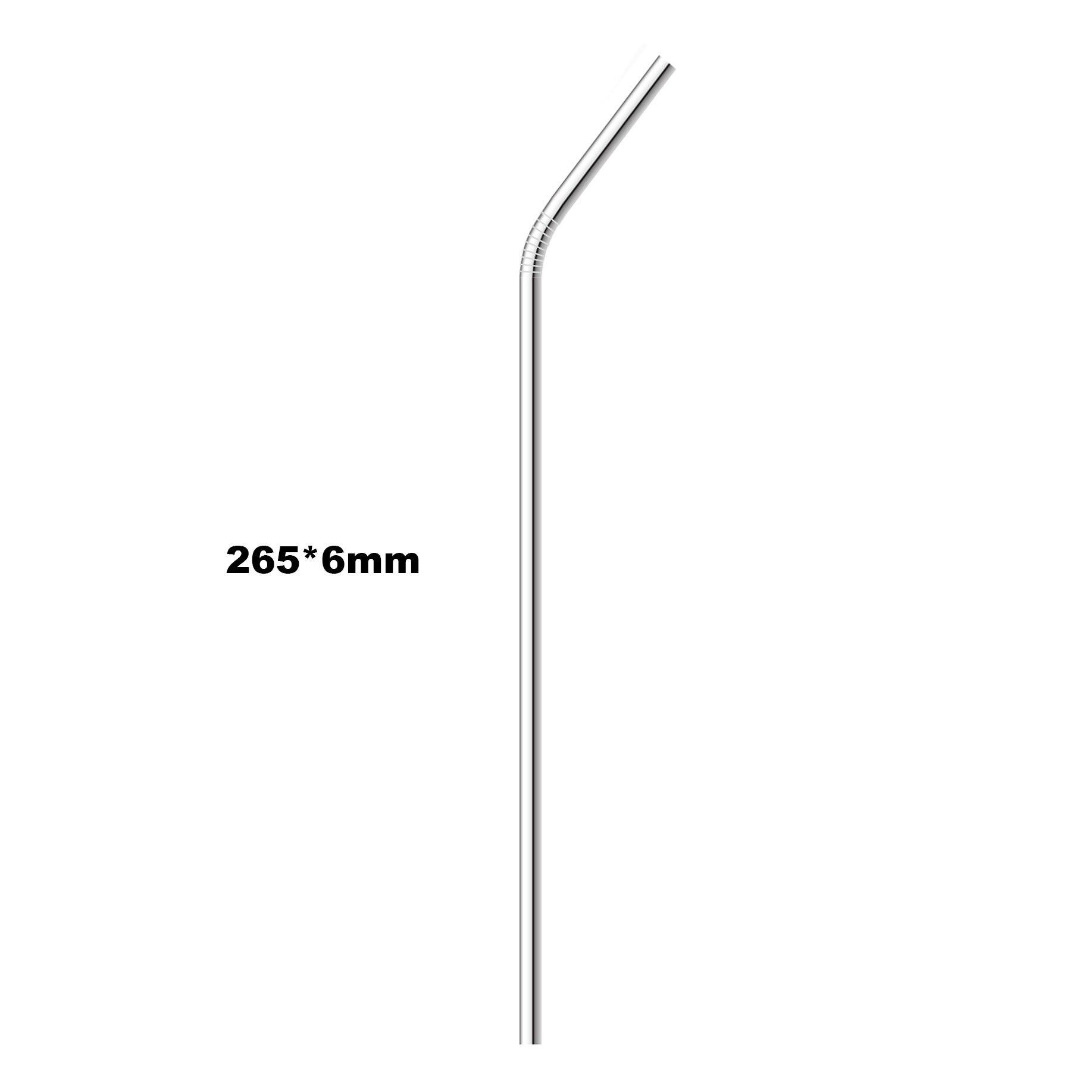 

Прямые соломинки, изогнутая соломинка, короткая расширенная минимальная серебряная многоразовая соломинка из нержавеющей стали, металлическая щетка для чистки трубочек для питья, рождественская вечеринка в баре 265mmx6mm Bend