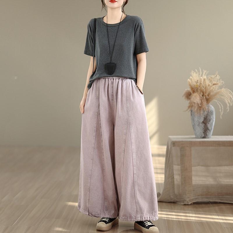 plus size Vintage high waist casual loose long Women spring summer autumn jeans denim wide leg Pants