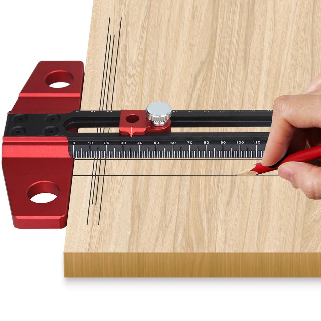 Woodworking 2 in 1 Drilling Positioning Ruler Highprecision Scribe Marking T-Ruler Dowelling Jig 6/8/10mm Drill Locator Punching