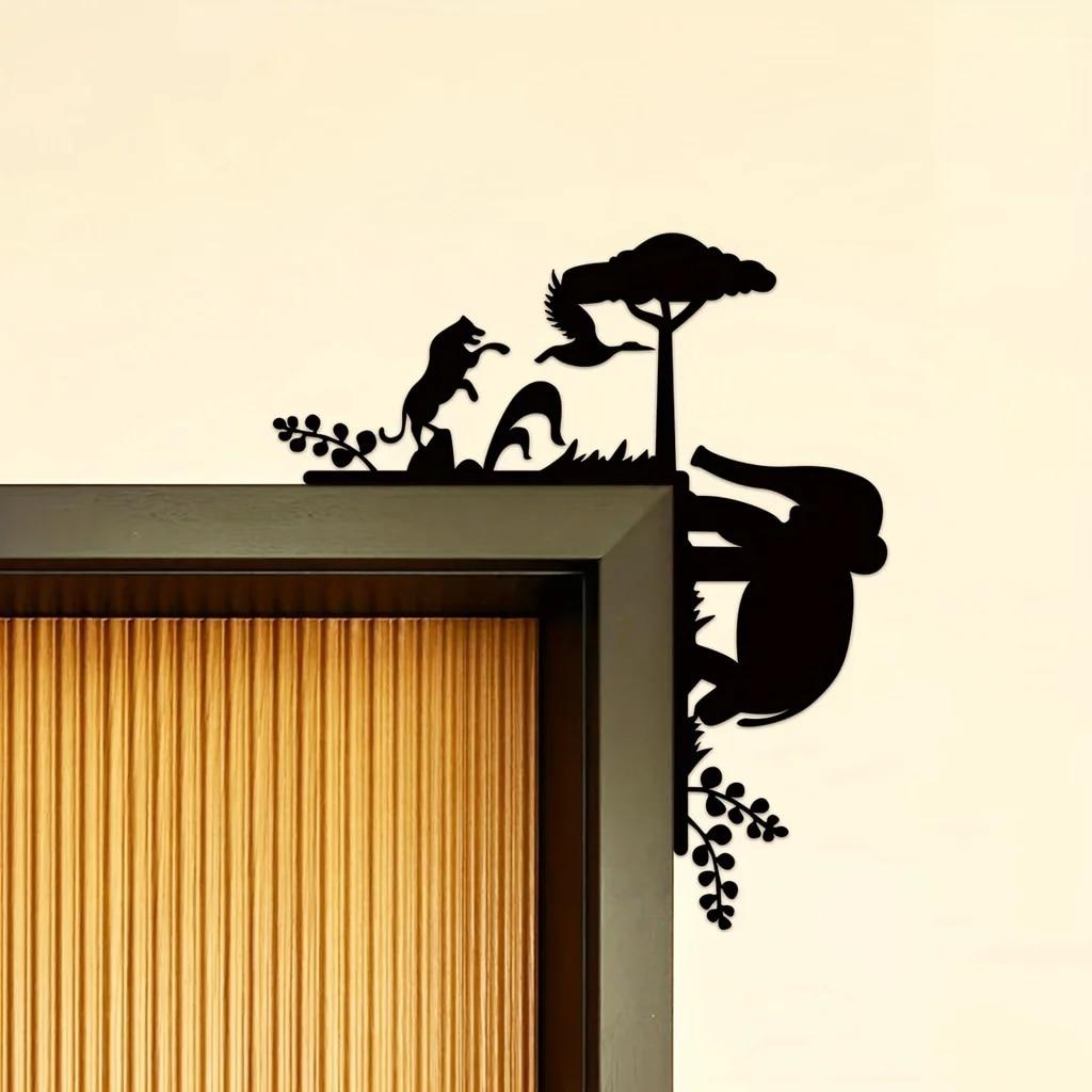 

1 шт. металлические креативные силуэты животных декоративные наклейки на стену дверные угловые украшения Настенный декор металлические настенные подвески