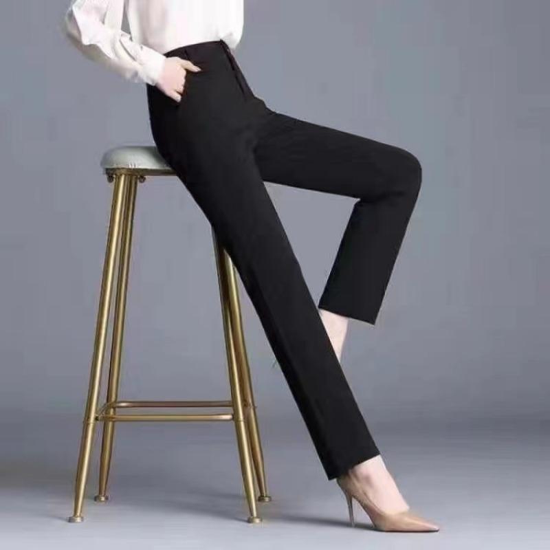 Women High Waist Flared Thick Casual Office Suit Long Pants