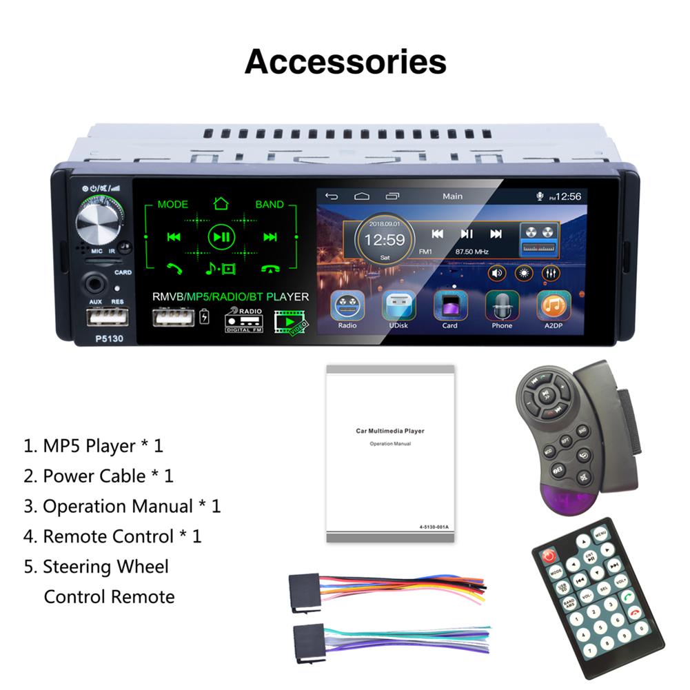 

1 Din Car Radio HD Audio Stereo Multimedia Player Bluetooth MP5 Autoradio Touch Screen Digital чорний