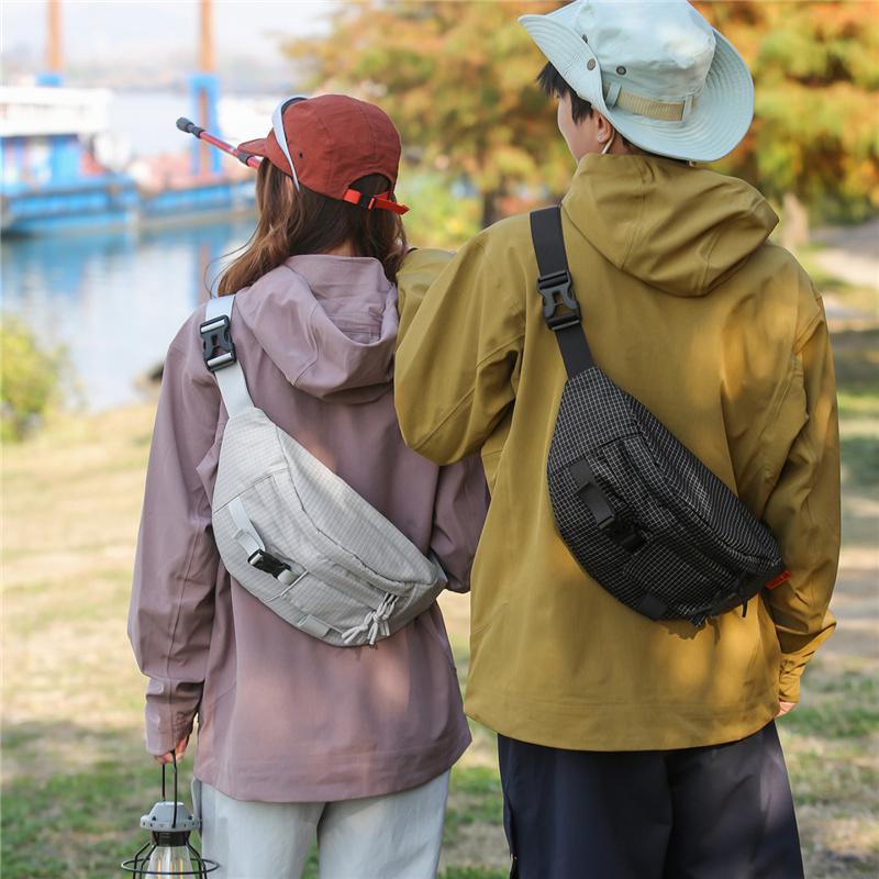 Stylish Grid Pattern Chest Bag Multiple Pockets Ideal for Outdoor Activities and Daily Use