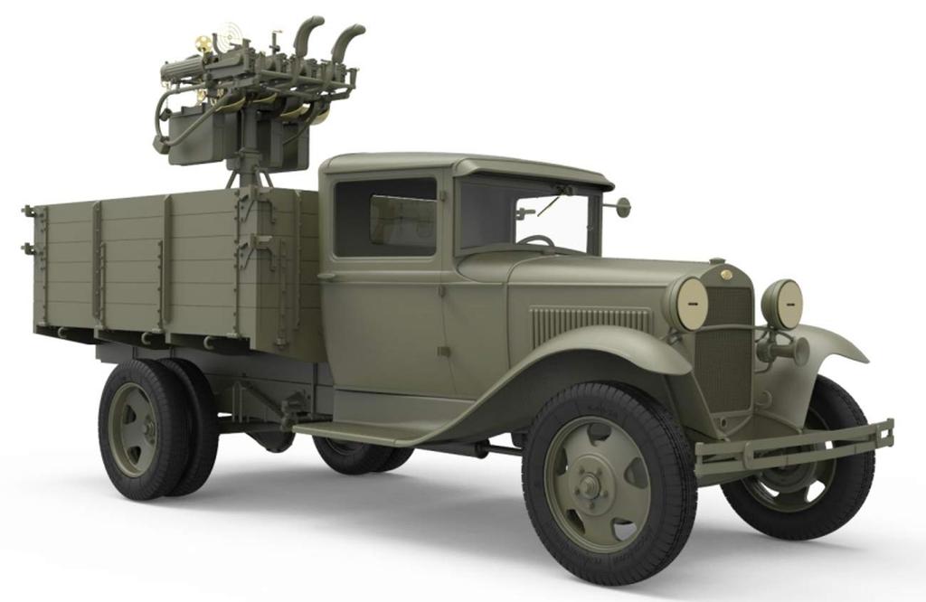 Miniart Escala 1/35 Caminhão Soviético de 1,5 Toneladas com Metralhadora AA M-4 Maxim, Modelo de Plástico, MA35186