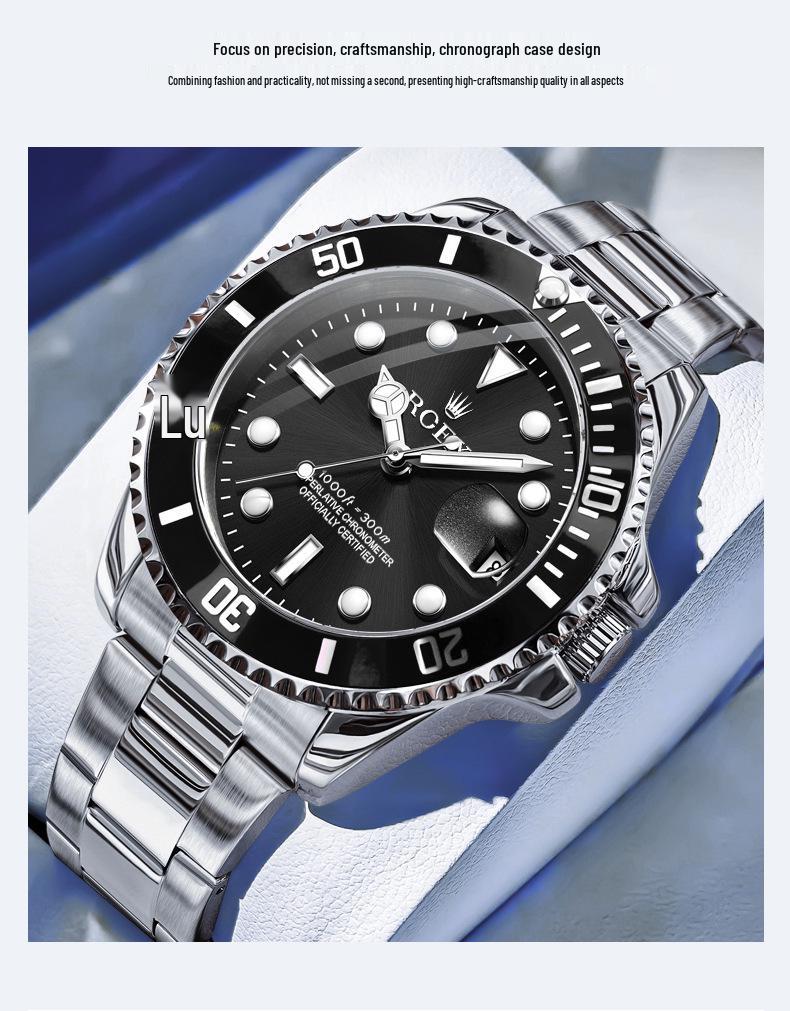 Authentische Herren Quarz Grüne Submariner Uhr - Vollautomatisch Klassischer Rolex Stil