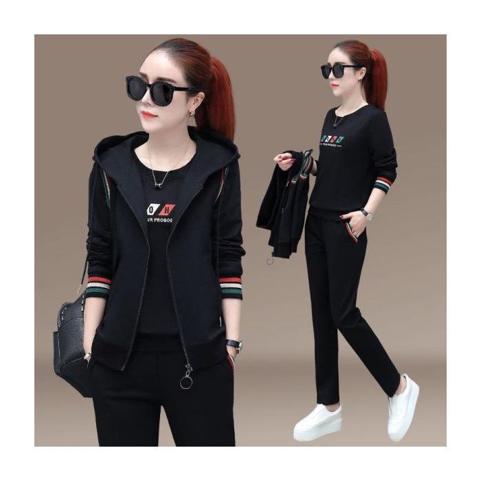 2023 Women's Korean Fashion Three-Piece Set: Long-Sleeve Sweatshirt, Vest, Plus Size Casual Sportswear for Spring & Autumn