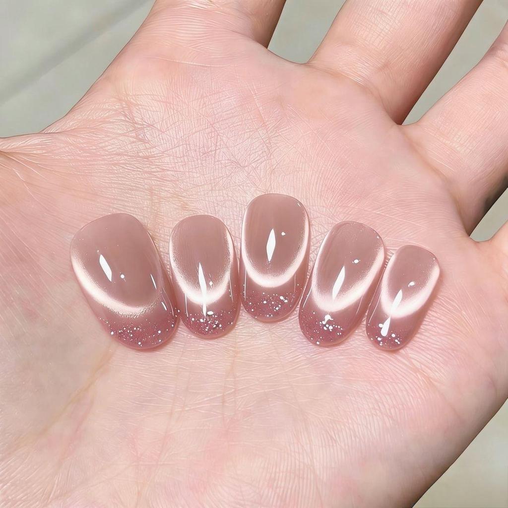 Nude Pink Gradient Cat Eye Whitening Aurora Nail Art Removable Stickers