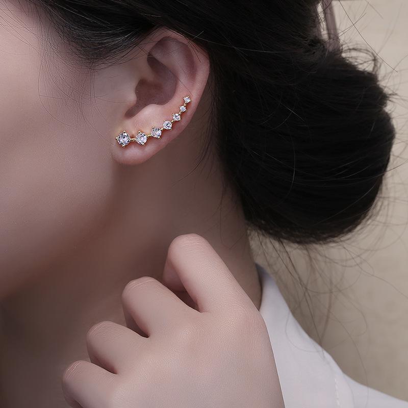 Korean Style Multi-Zircon S925 Sterling Silver Earrings: Elegant & Versatile Design for Women
