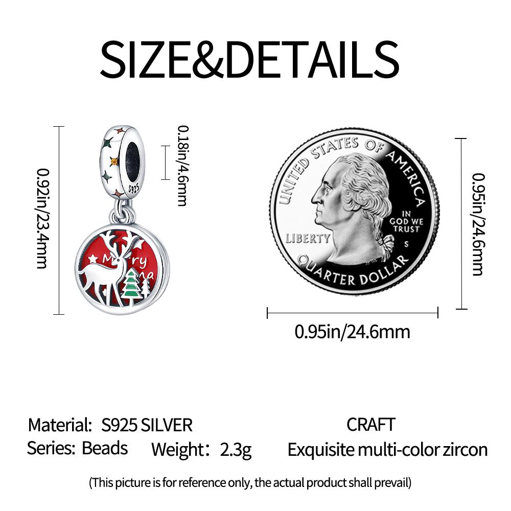 Authentic Charm Bead Charms copper Christmas Reindee Bead Charms Compatible With Charm Bead Charms Plata Bracelets for Women Jewellery Making Diy