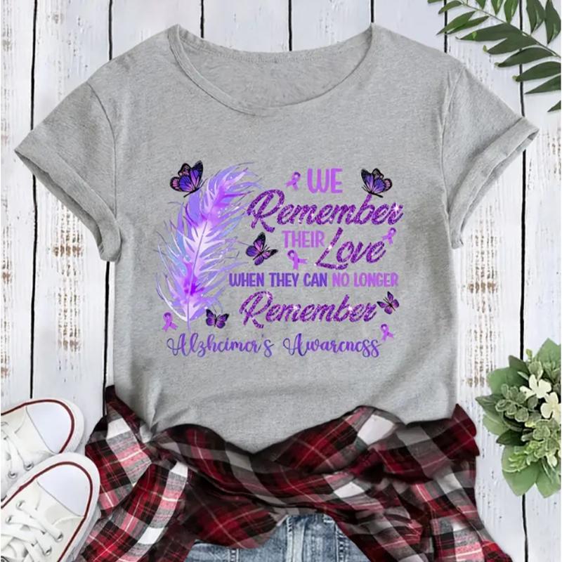 Fashion Women Purple Feather Letters Print T Shirt Funny Casual O-neck Short Sleeves T-shirt Summer Female Tee Shirt