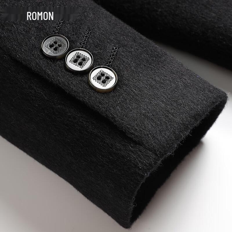 Romon Men's Cashmere Blend Wool Overcoat with Detachable Down Liner