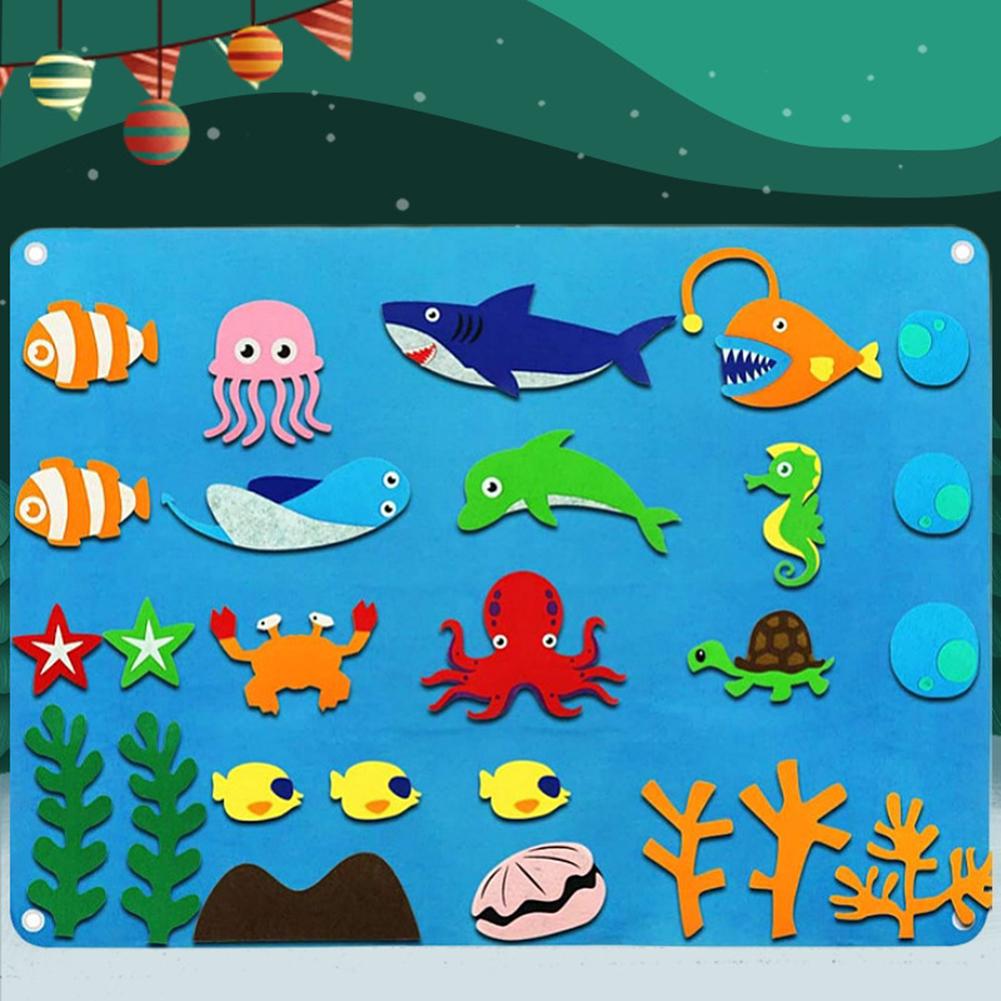 3D DIY Story Board Early Learning Felt Story Board Set Montessori Toys Interactive Play Set Promote Imagination for Kids Adults