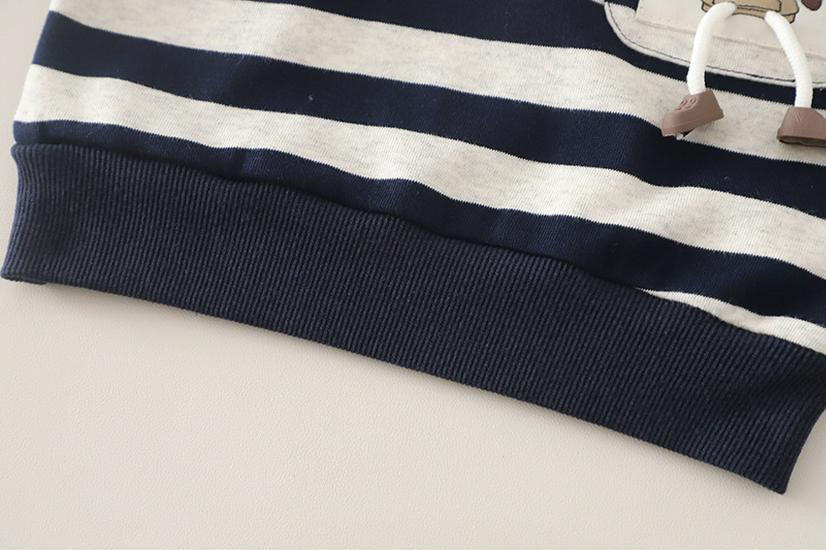 Boys' Korean Style Striped Hoodie Two-Piece Set - Trendy Children's Spring & Autumn Fashion