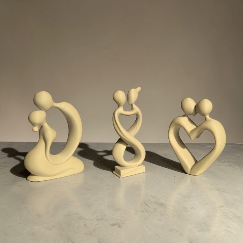 3Pcs/set  Nordic Modern Art Ins Style 3 Colors Kiss Couple Resin Crafts Decoration Ornaments Home Bedroom