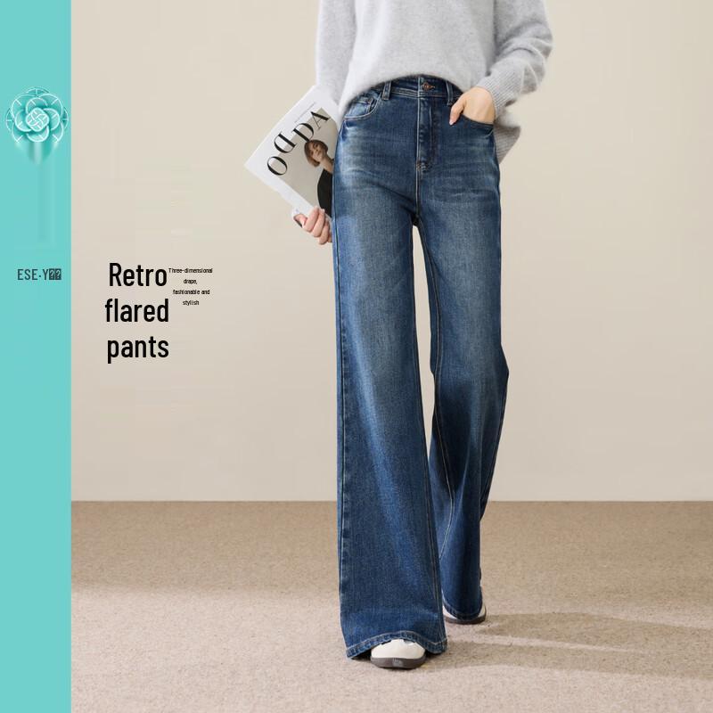 

ESE-Y Women s Vintage Fleece-Lined Straight Leg Flare Jeans 30