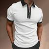 Men's Vintage  Shirt Casual Contrasting Golf Shirt Slim Fit Lapel Top