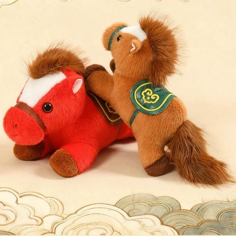 Soft Stuffed Zodiac Horse Vibrant Colors Lucky Mascot Plush Pony Doll  Chinese New Year