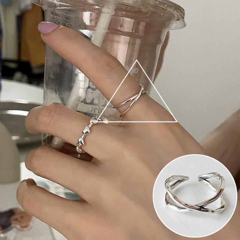 Korean 3D Heart Ring: Women's Retro Wide Band, Fashionable English Letter Open Finger Ring, Hip-Hop Style Index Finger Ring.