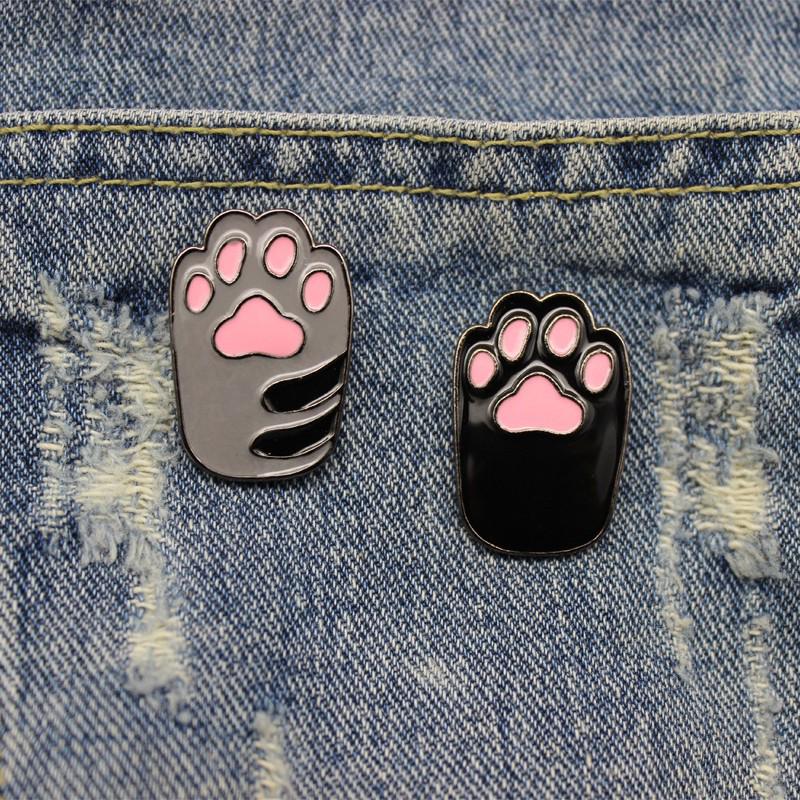 Cute Cartoon Dog & Cat Paw Enamel Brooch Pin - Popular Design