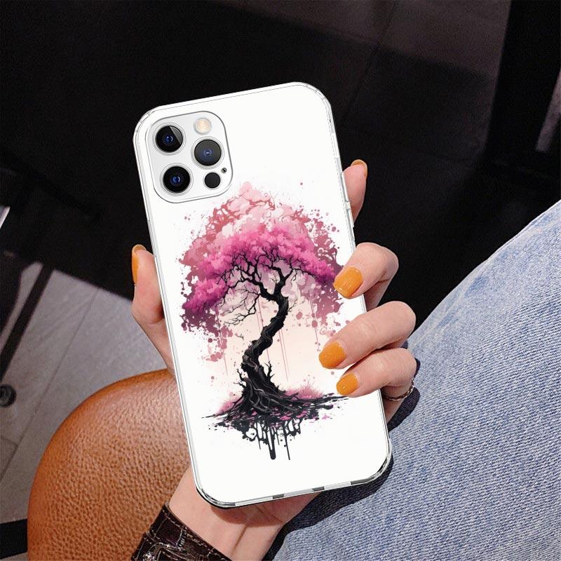 Cherry Blossom Tree Phone Case For iPhone 17 Air 16 Pro Max 16E 15 + 14 Plus 11 12 13 Mini 7 8 SE Gift Print Cover Fundas 16 Pro