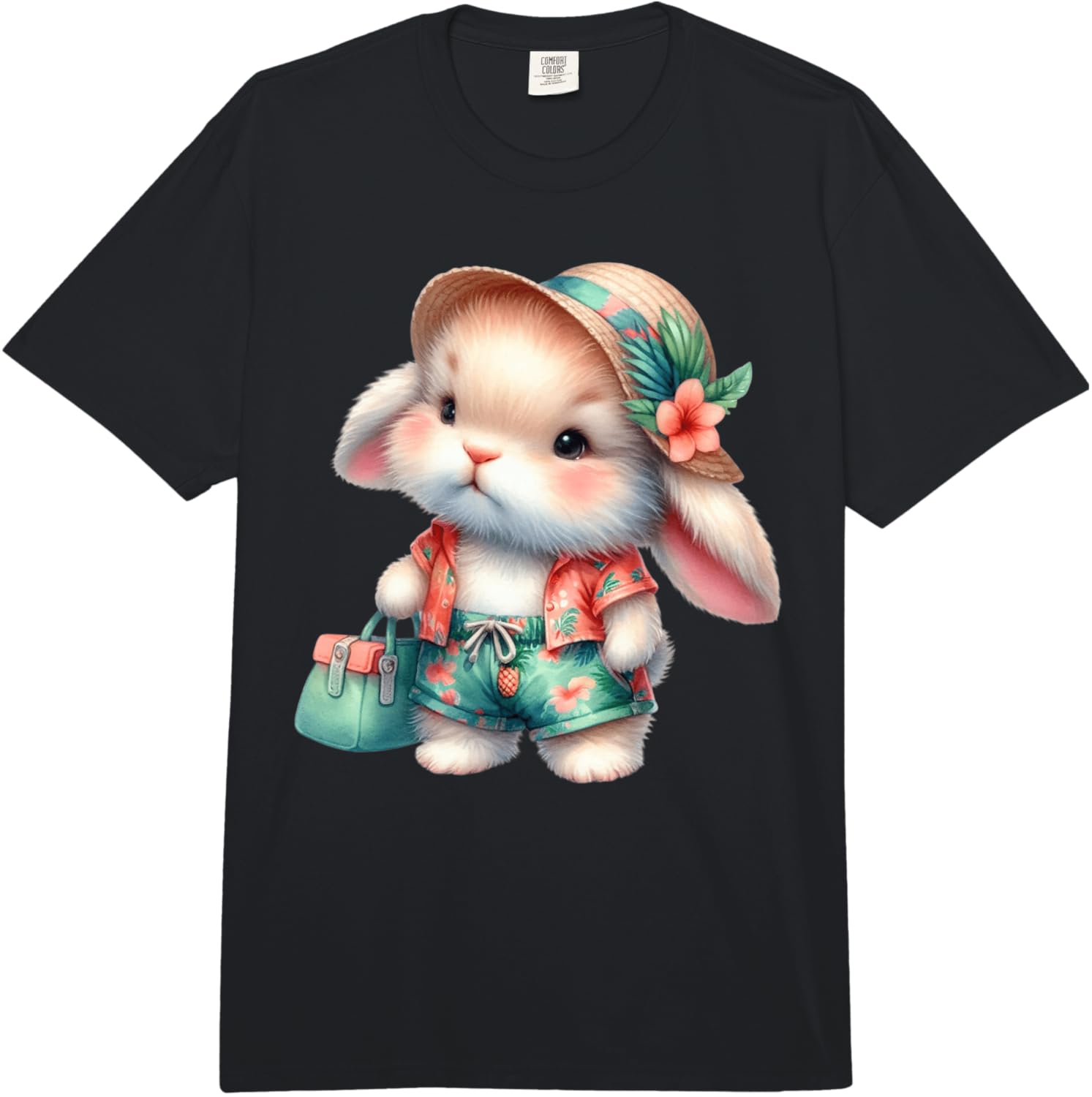 

Cute Bunny Summer Vacation Tropical Hawaiian Design Comfort Colors Adult Heavyweight T-Shirt 5XL різнокольоровий