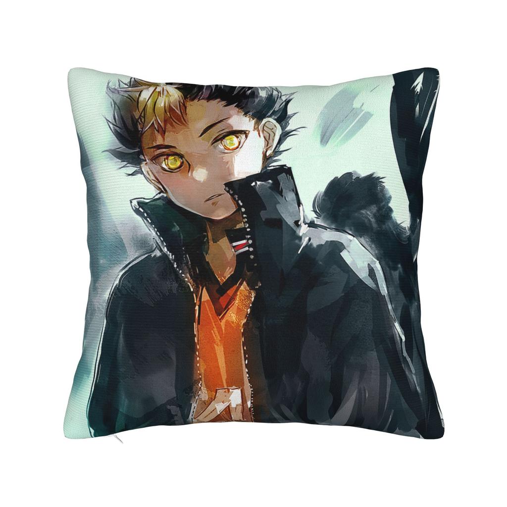 Anime Haikyuu Quadratische Kissenhülle Bokuto Volleyball Kissenbezug Toller Reißverschluss Dekorative Kissenhülle für Auto 18x18